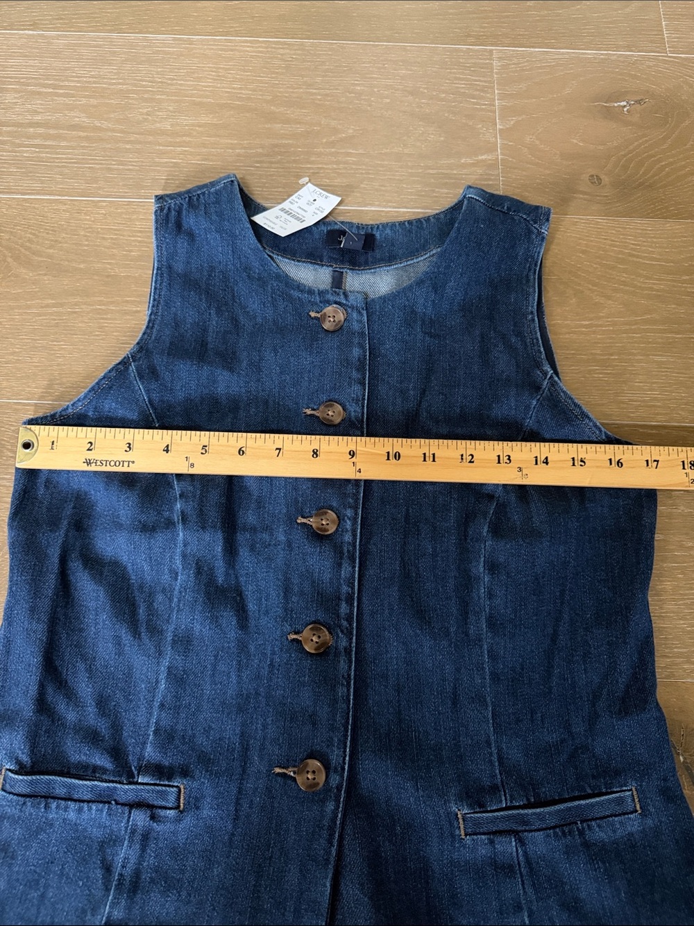 NWT J. Crew Dark Indigo Long Denim Button-Front Vest | 4 - Picture 7 of 9